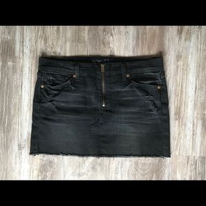Distressed Black Denim Mini Skirt